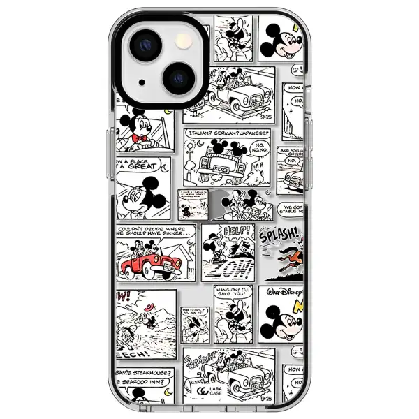 mickey mouse comic strip Apple iPhone 13 impact black border Case