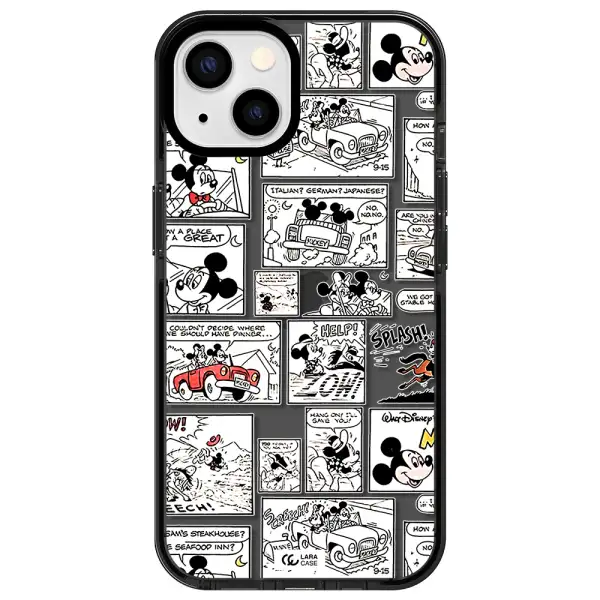 mickey mouse comic strip Apple iPhone 13 impact Smoke Black Case