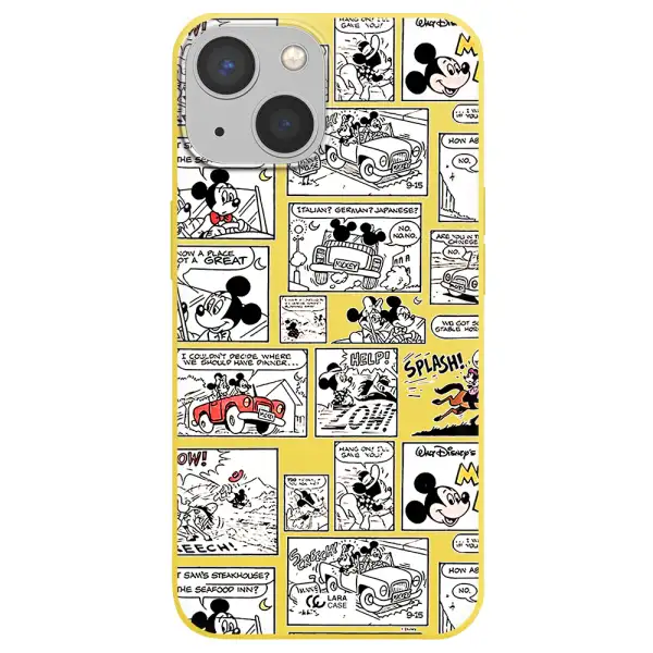 mickey mouse comic strip Apple iPhone 13 mini Silicone canary yellow Case