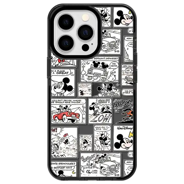 mickey mouse comic strip Apple iPhone 13 Pro impact Smoke Black Case