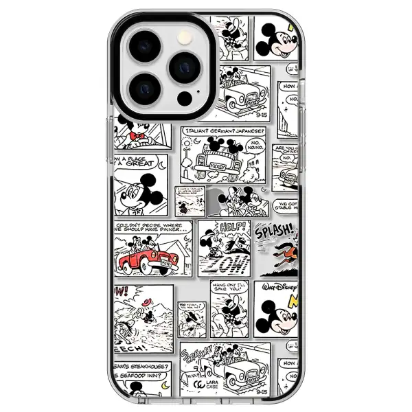 mickey mouse comic strip Apple iPhone 13 Pro Max impact black border Case