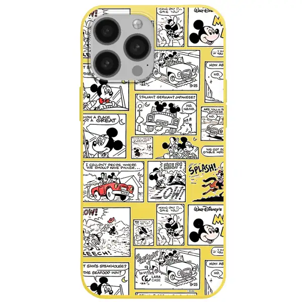 mickey mouse comic strip Apple iPhone 13 Pro Max Silicone canary yellow Case