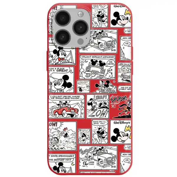 mickey mouse comic strip Apple iPhone 13 Pro Max Silicone Imperial Red Case