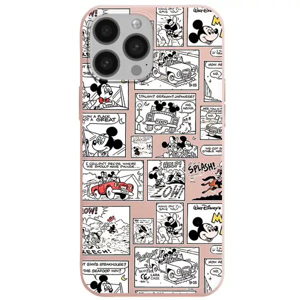 mickey mouse comic strip Apple iPhone 13 Pro Silicone pastel pink Case