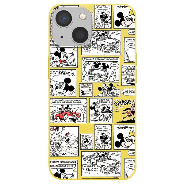 mickey mouse comic strip Apple iPhone 13 Silicone canary yellow Case