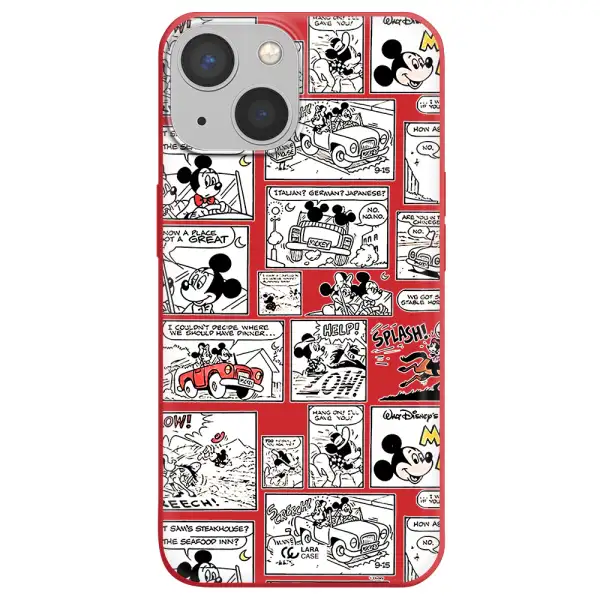 mickey mouse comic strip Apple iPhone 13 Silicone Imperial Red Case