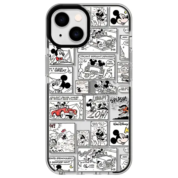 mickey mouse comic strip Apple iPhone 14 impact black border Case