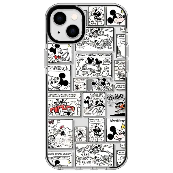 mickey mouse comic strip Apple iPhone 14 plus impact black border Case