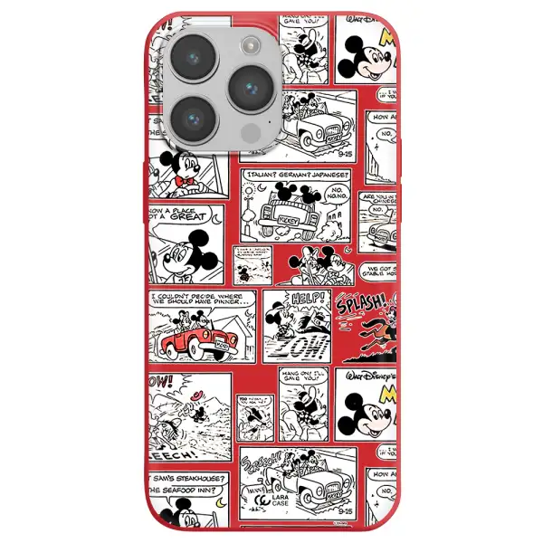 mickey mouse comic strip Apple iPhone 14 pro max Silicone Imperial Red Case