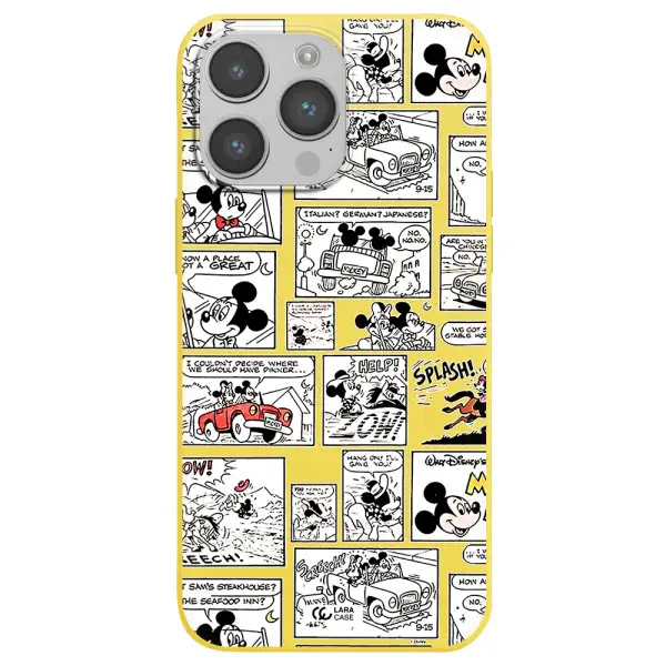 mickey mouse comic strip Apple iPhone 14 pro Silicone canary yellow Case