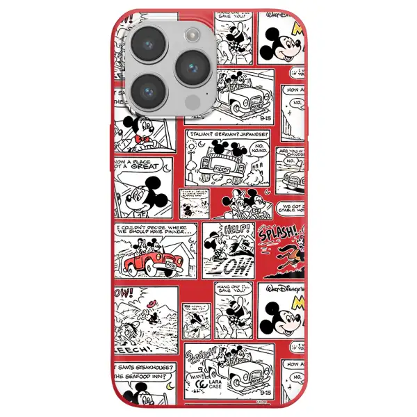 mickey mouse comic strip Apple iPhone 14 pro Silicone Imperial Red Case