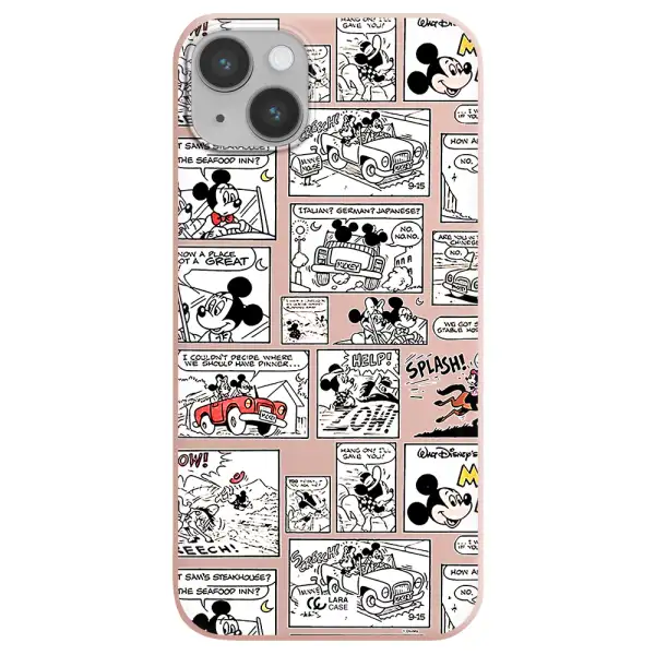 mickey mouse comic strip Apple iPhone 14 Silicone pastel pink Case