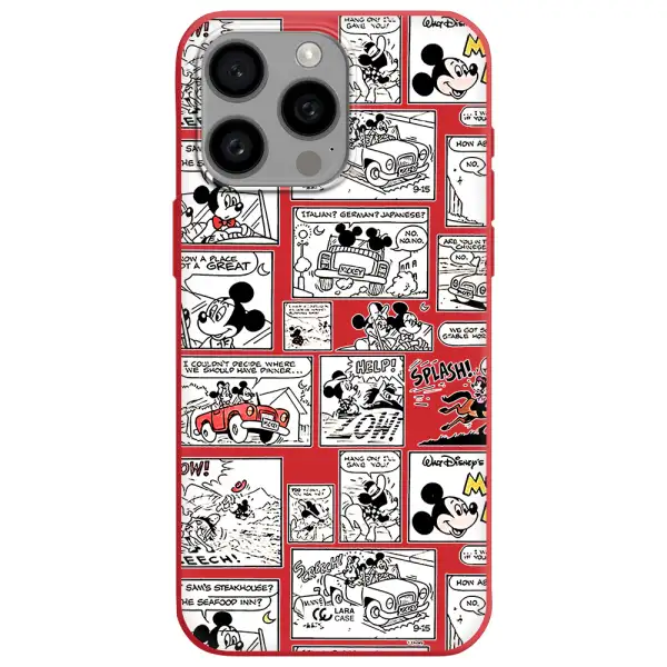 Mickey Mouse Comic Strip Apple Iphone 15 Pro Max Silicone Imperial Red Case