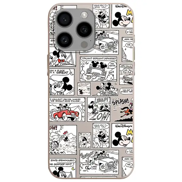 mickey mouse comic strip Apple Iphone 15 Pro max Silicone Stone Case