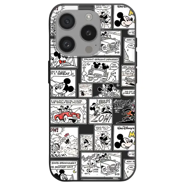 Mickey Mouse Comic Strip Apple Iphone 15 Pro Silicone Black Case