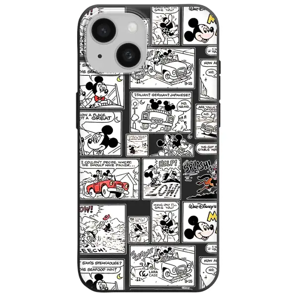mickey mouse comic strip Apple iPhone 15 Silicone black Case