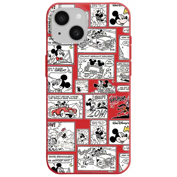 Mickey Mouse Comic Strip Apple Iphone 15 Silicone Imperial Red Case