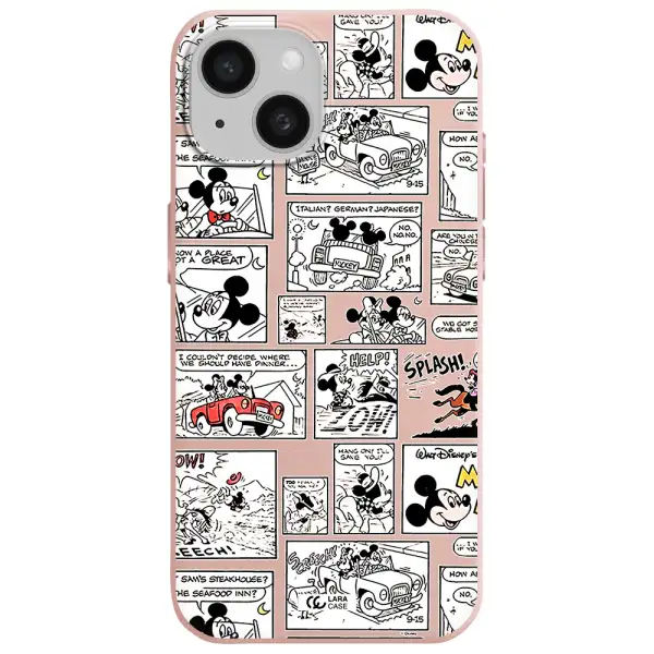Mickey Mouse Comic Strip Apple Iphone 15 Silicone Pastel Pink Case