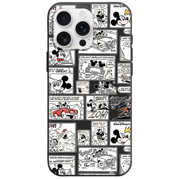 Mickey Mouse Comic Strip Apple Iphone 16 Pro Max Silicone Black Case