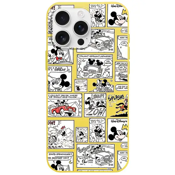 Mickey Mouse Comic Strip Apple Iphone 16 Pro Max Silicone Canary Yellow Case