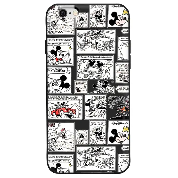 mickey mouse comic strip Apple iPhone 6 Silicone black Case