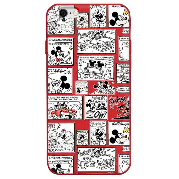mickey mouse comic strip Apple iPhone 6 Silicone Imperial Red Case