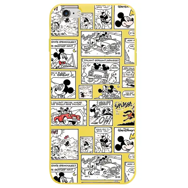 mickey mouse comic strip Apple iPhone 6S Silicone canary yellow Case