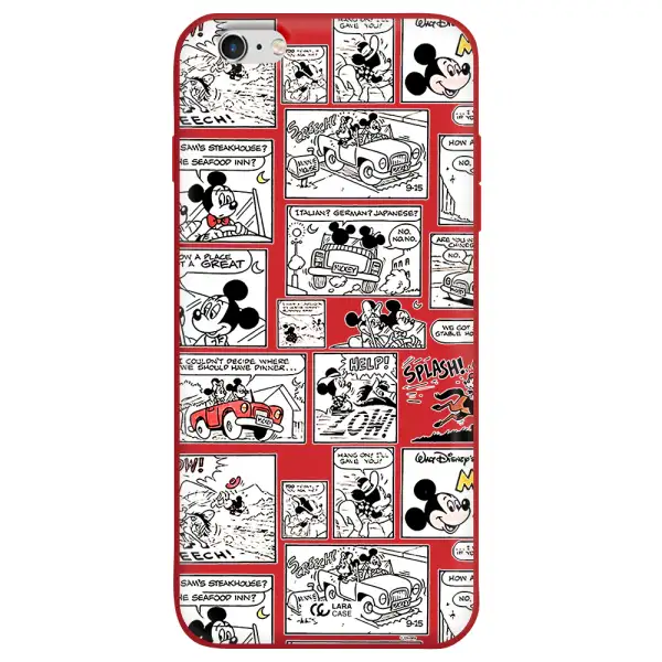 mickey mouse comic strip Apple iPhone 6S Silicone Imperial Red Case