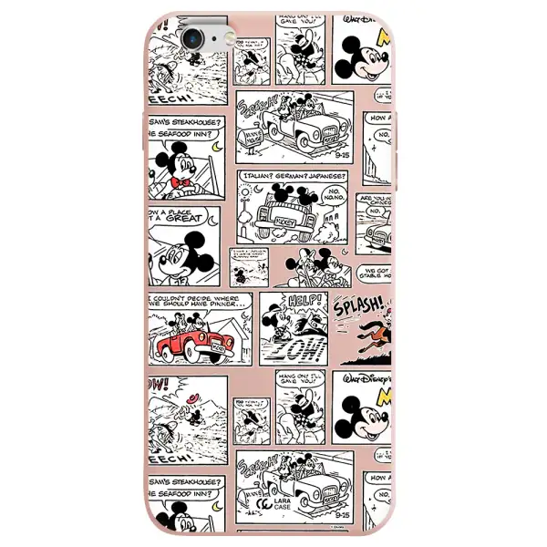mickey mouse comic strip Apple iPhone 6S Silicone pastel pink Case