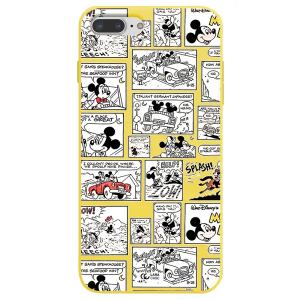 mickey mouse comic strip Apple iPhone 8 plus Silicone canary yellow Case