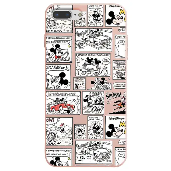 mickey mouse comic strip Apple iPhone 8 plus Silicone pastel pink Case