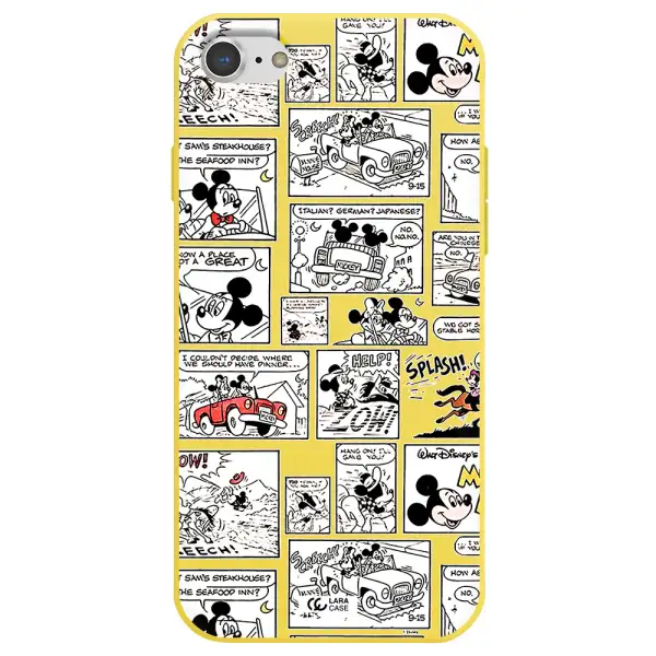 mickey mouse comic strip Apple iPhone 8 Silicone canary yellow Case