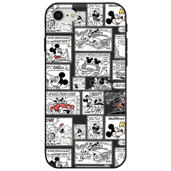 mickey mouse comic strip Apple iPhone se 2020 Silicone black Case