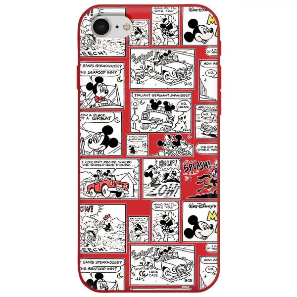 mickey mouse comic strip Apple iPhone se 2020 Silicone Imperial Red Case