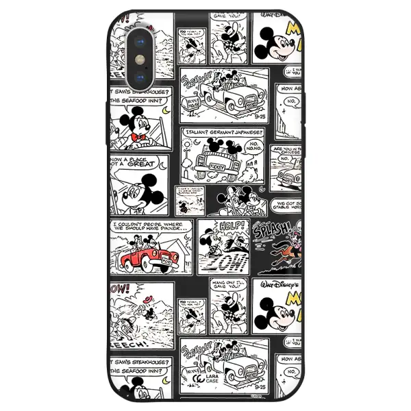 mickey mouse comic strip Apple iPhone X Silicone black Case