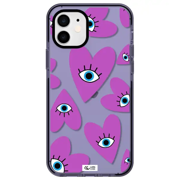 a purple heart with eyes and a black eye Apple iPhone 11 impact Lilac Case