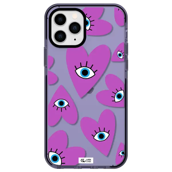 a purple heart with eyes and a black eye Apple iPhone 11 pro max impact Lilac Case