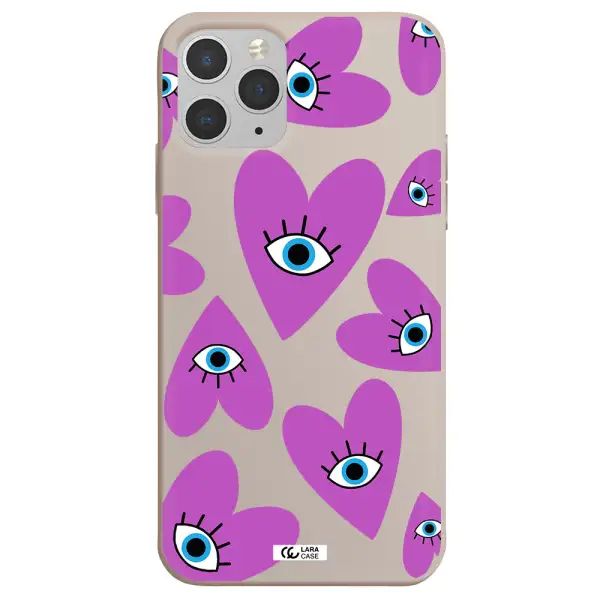 a purple heart with eyes and a black eye Apple iPhone 11 pro Silicone Stone Case
