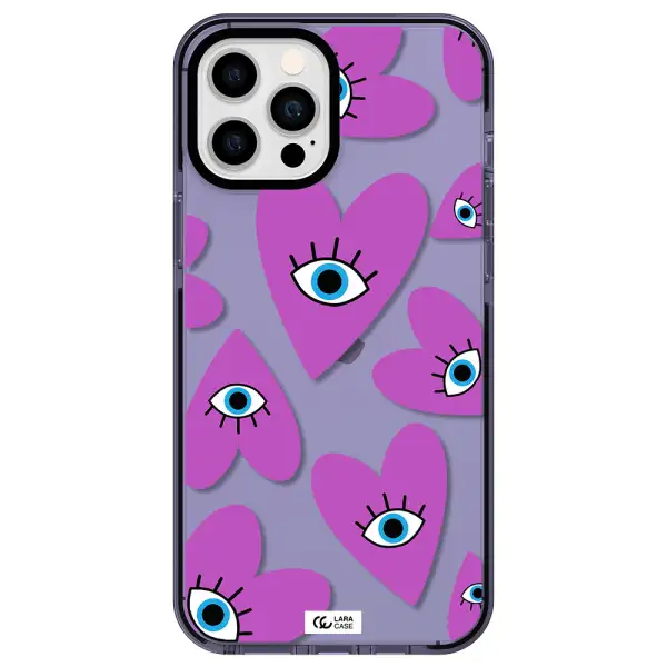 a purple heart with eyes and a black eye Apple iPhone 12 pro max impact Lilac Case