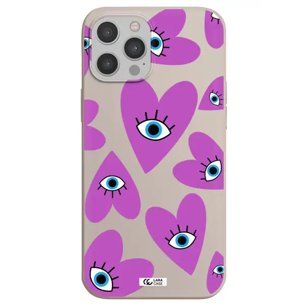 a purple heart with eyes and a black eye Apple iPhone 12 pro max Silicone Stone Case
