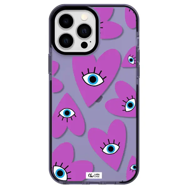 a purple heart with eyes and a black eye Apple iPhone 13 Pro Max impact Lilac Case