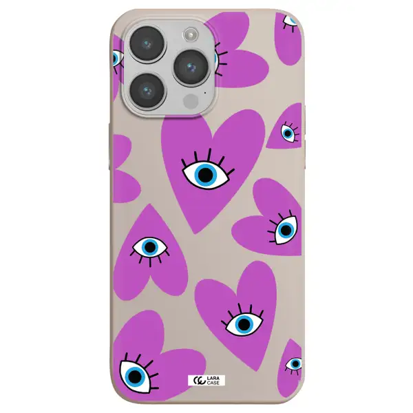 a purple heart with eyes and a black eye Apple iPhone 14 pro max Silicone Stone Case