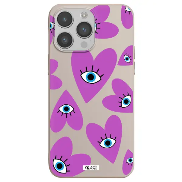 a purple heart with eyes and a black eye Apple iPhone 14 pro Silicone Stone Case