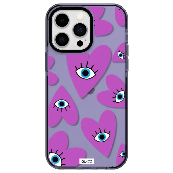 a purple heart with eyes and a black eye Apple iPhone 15 Pro Max impact Lilac Case