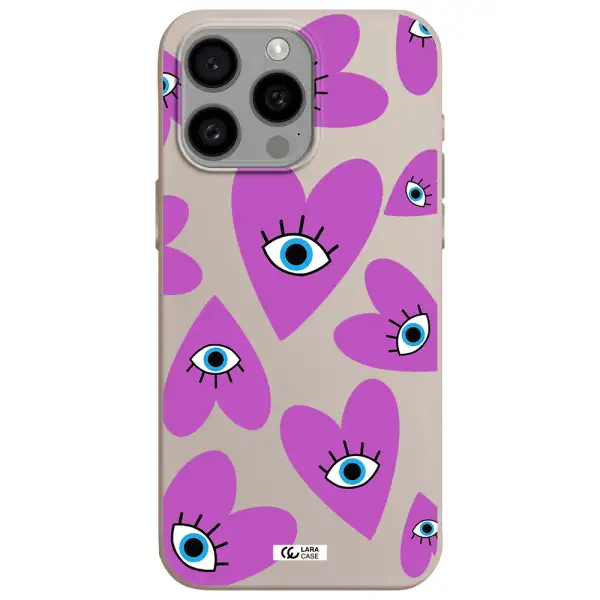 a purple heart with eyes and a black eye Apple Iphone 15 Pro max Silicone Stone Case