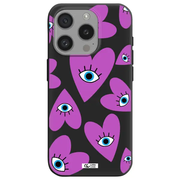 A Purple Heart With Eyes And A Black Eye Apple Iphone 15 Pro Silicone Black Case