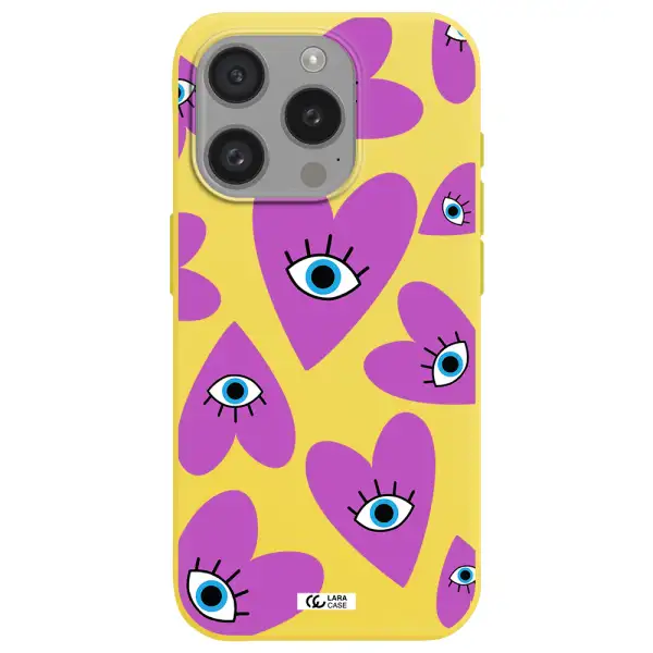A Purple Heart With Eyes And A Black Eye Apple Iphone 15 Pro Silicone Canary Yellow Case