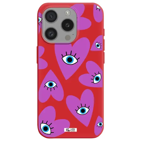 A Purple Heart With Eyes And A Black Eye Apple Iphone 15 Pro Silicone Imperial Red Case