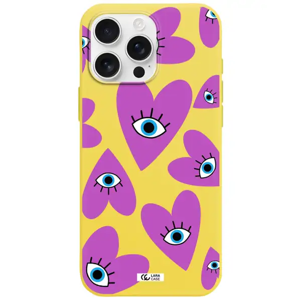A Purple Heart With Eyes And A Black Eye Apple Iphone 16 Pro Max Silicone Canary Yellow Case