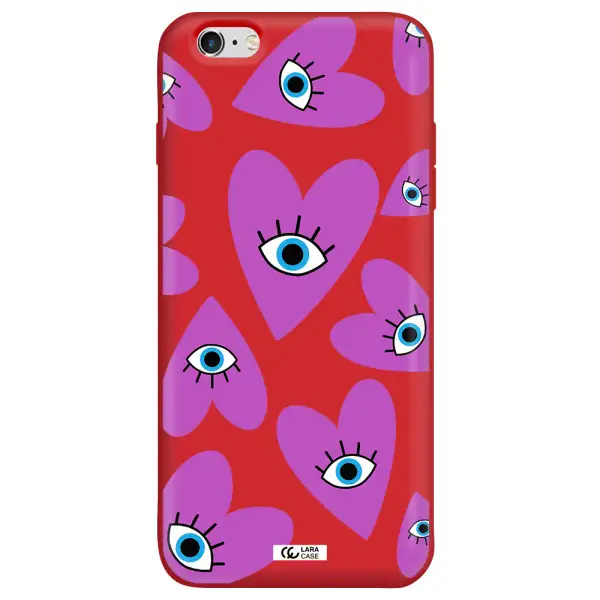 a purple heart with eyes and a black eye Apple iPhone 6 s plus Silicone Imperial Red Case